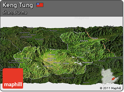 Satellite Panoramic Map of Keng Tung, darken