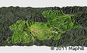 Satellite Panoramic Map of Keng Tung, darken, semi-desaturated