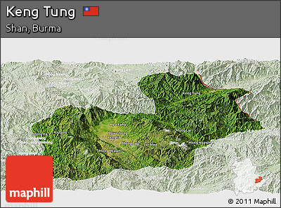 Satellite Panoramic Map of Keng Tung, lighten