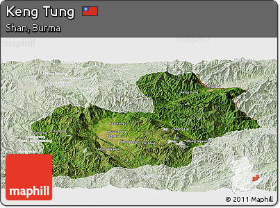 Satellite Panoramic Map of Keng Tung, lighten