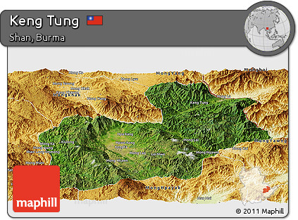 Satellite Panoramic Map of Keng Tung, physical outside