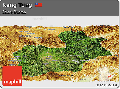 Satellite Panoramic Map of Keng Tung, physical outside