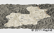 Shaded Relief Panoramic Map of Keng Tung, darken