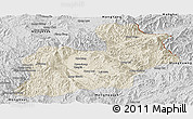 Shaded Relief Panoramic Map of Keng Tung, desaturated