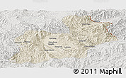 Shaded Relief Panoramic Map of Keng Tung, lighten, semi-desaturated