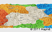 Shaded Relief Panoramic Map of Keng Tung, political outside