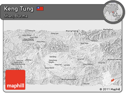 Silver Style Panoramic Map of Keng Tung