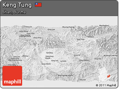 Silver Style Panoramic Map of Keng Tung