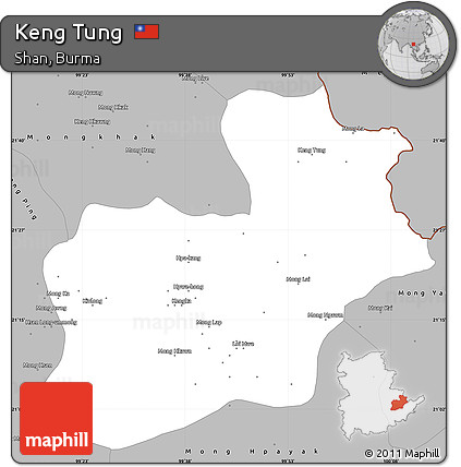 Gray Simple Map of Keng Tung