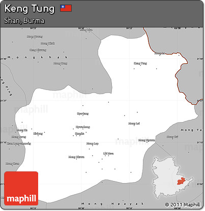 Gray Simple Map of Keng Tung