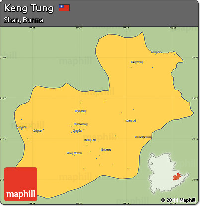 Savanna Style Simple Map of Keng Tung, cropped outside