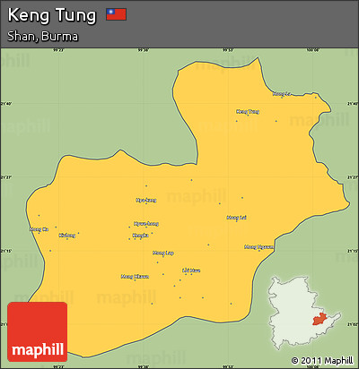 Savanna Style Simple Map of Keng Tung, cropped outside