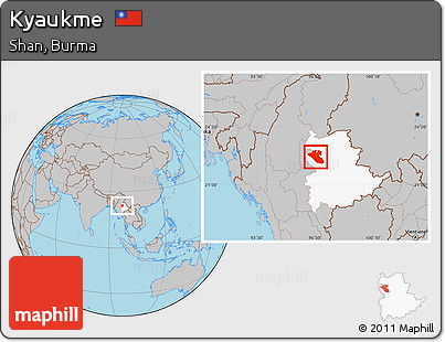Gray Location Map of Kyaukme, highlighted parent region