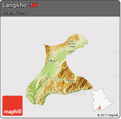 Physical 3D Map of Langkho, cropped outside