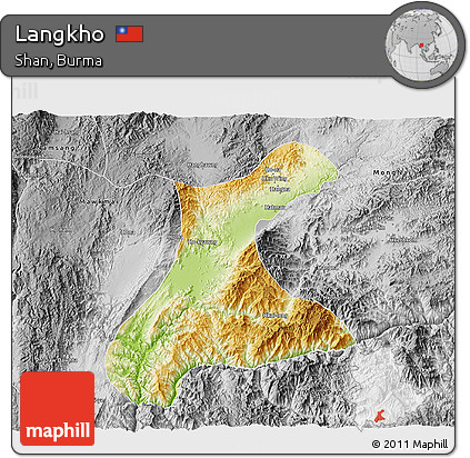 Physical 3D Map of Langkho, desaturated