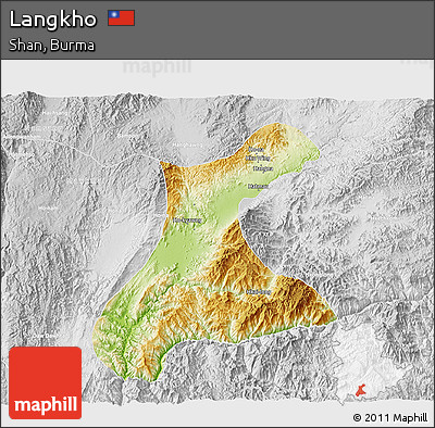 Physical 3D Map of Langkho, lighten, desaturated