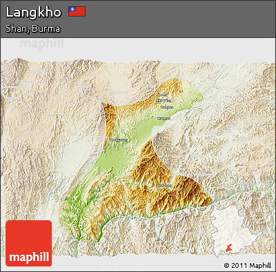 Physical 3D Map of Langkho, lighten