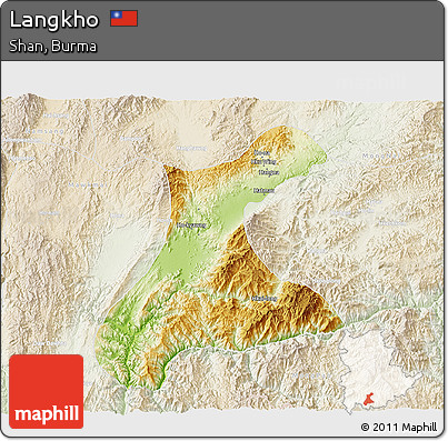Physical 3D Map of Langkho, lighten