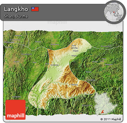Physical 3D Map of Langkho, satellite outside