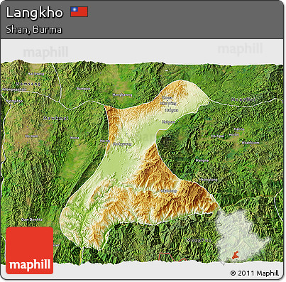 Physical 3D Map of Langkho, satellite outside