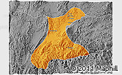 Political 3D Map of Langkho, desaturated