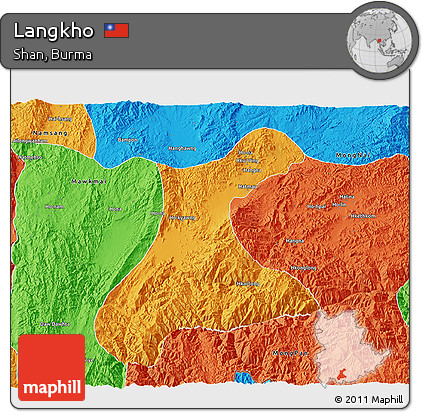 Political 3D Map of Langkho