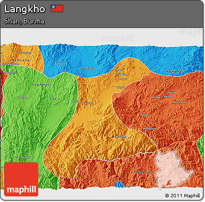 Political 3D Map of Langkho