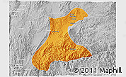 Political 3D Map of Langkho, lighten, desaturated