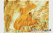 Political 3D Map of Langkho, physical outside