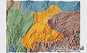 Political 3D Map of Langkho, semi-desaturated