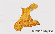 Political 3D Map of Langkho, single color outside