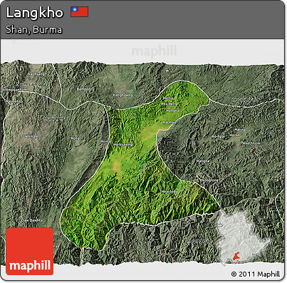 Satellite 3D Map of Langkho, semi-desaturated