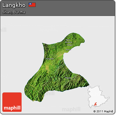 Satellite 3D Map of Langkho, single color outside