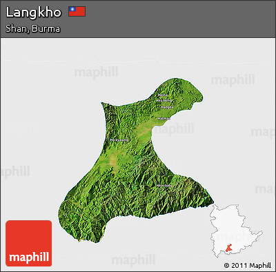 Satellite 3D Map of Langkho, single color outside