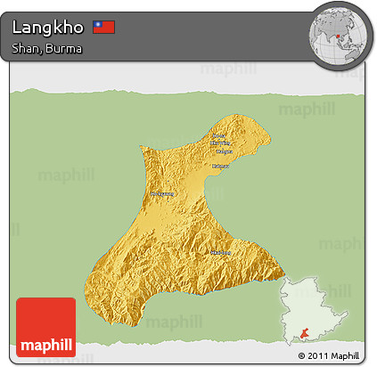 Savanna Style 3D Map of Langkho, single color outside