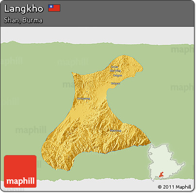 Savanna Style 3D Map of Langkho, single color outside