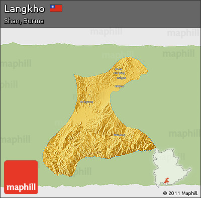 Savanna Style 3D Map of Langkho, single color outside