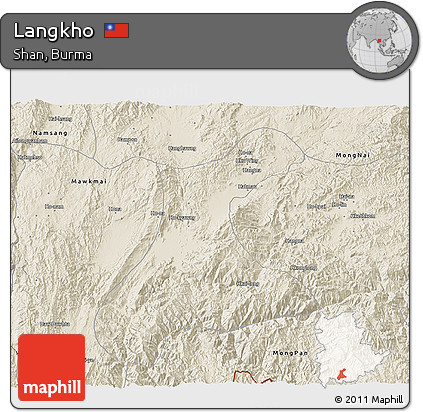 Shaded Relief 3D Map of Langkho
