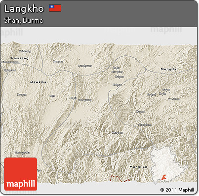 Shaded Relief 3D Map of Langkho