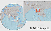 Gray Location Map of Langkho, within the entire country, hill shading