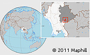 Gray Location Map of Langkho, highlighted country, highlighted parent region