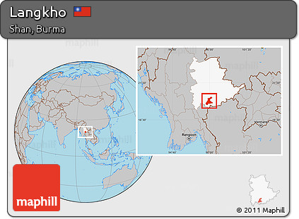 Gray Location Map of Langkho, highlighted parent region