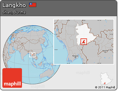 Gray Location Map of Langkho, highlighted parent region
