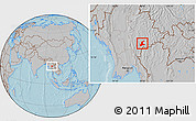 Gray Location Map of Langkho, hill shading