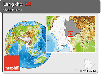 Physical Location Map of Langkho, highlighted country, highlighted parent region