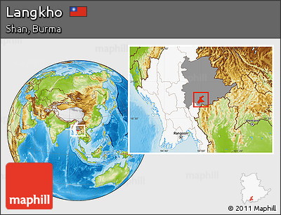Physical Location Map of Langkho, highlighted country, highlighted parent region