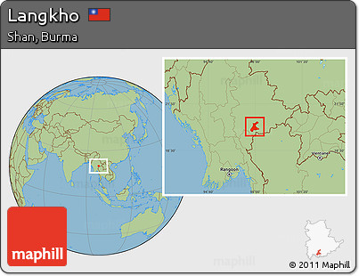 Savanna Style Location Map of Langkho