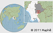 Savanna Style Location Map of Langkho, highlighted country, highlighted parent region, hill shading