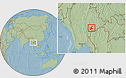 Savanna Style Location Map of Langkho, hill shading