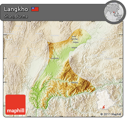 Physical Map of Langkho, lighten